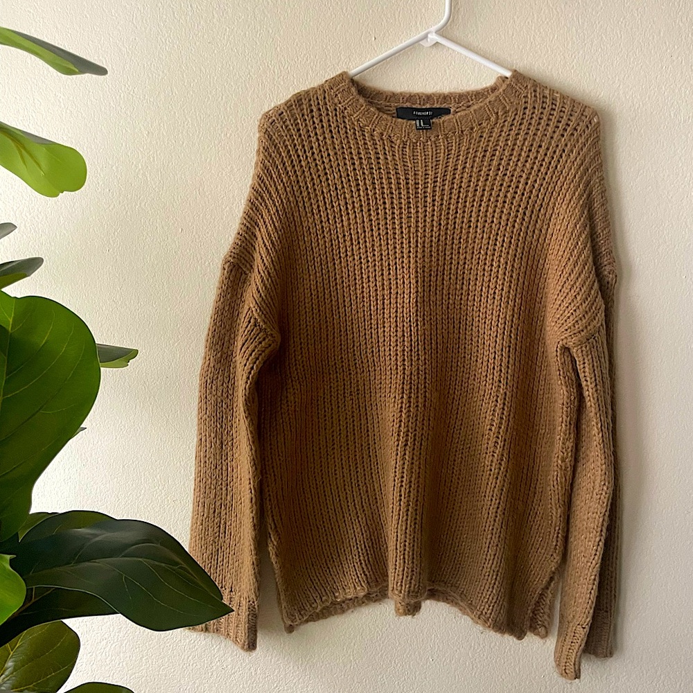 Forever 21 Cozy Knit Sweater in Warm Brown